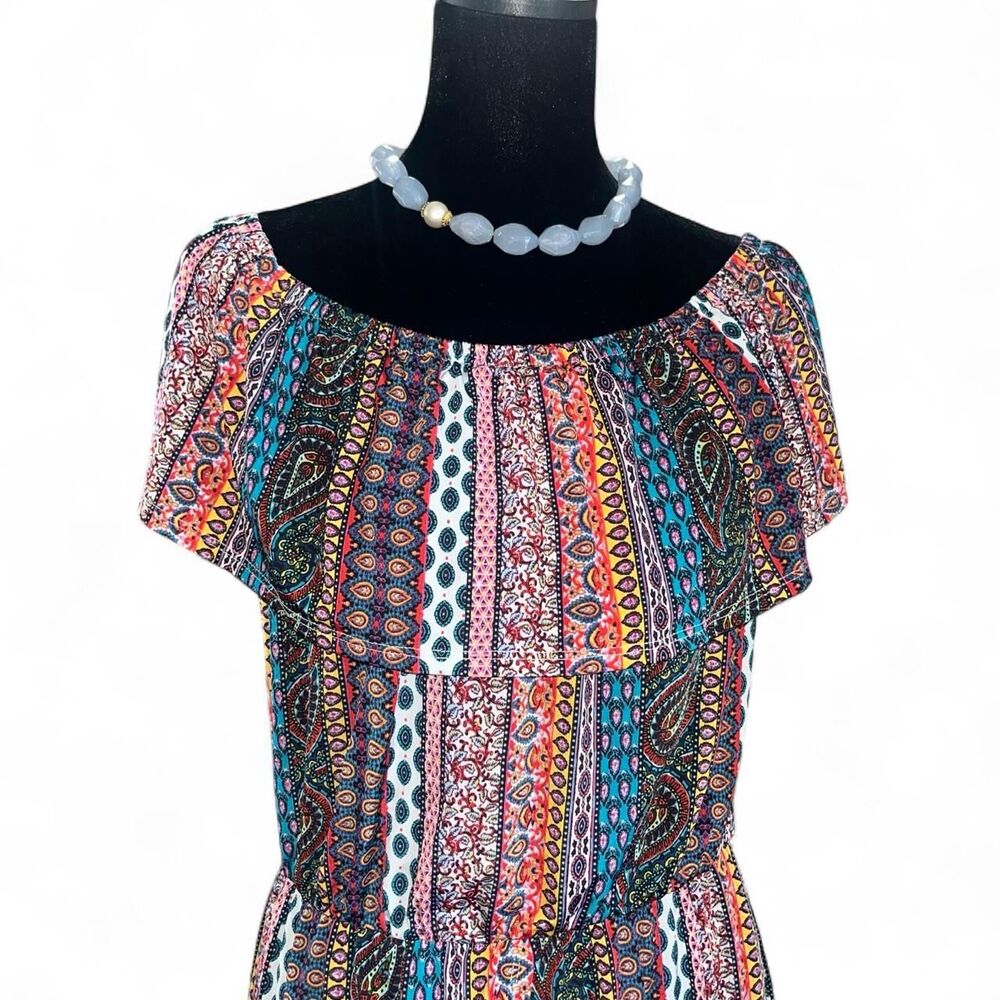 No Comment Women's Multi Navy Maxi Dress SZ M